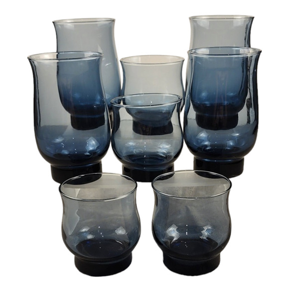 Libbey Other - Vintage Libbey Tulip Dusky Blue ~Set of 8~Glasses ~4 Tumbler & 4 Juices Cups